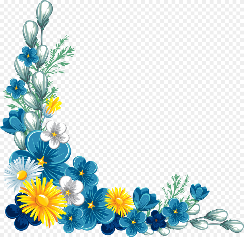 Transparent Floral Border Png Blue Flower Border Clipart