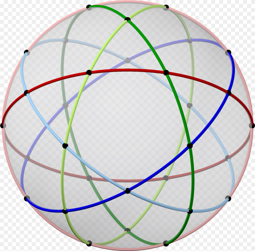 Spherical Icosidodecahedron With Colored Cicles  Fold Circle