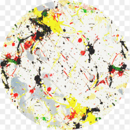 Yellow Black Paint Splatter Round Mousepad Paint Splatter