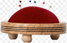 Red Pin Cushion on Wooden Stand Circle Hd
