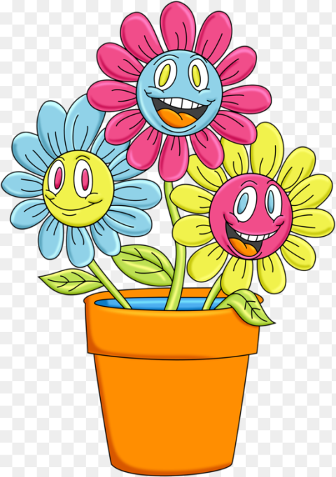 Potted Flowers Png Cartoon Image of Flower