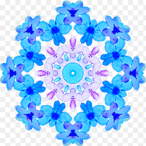 Mandala Blue Flowers Hd Png Download