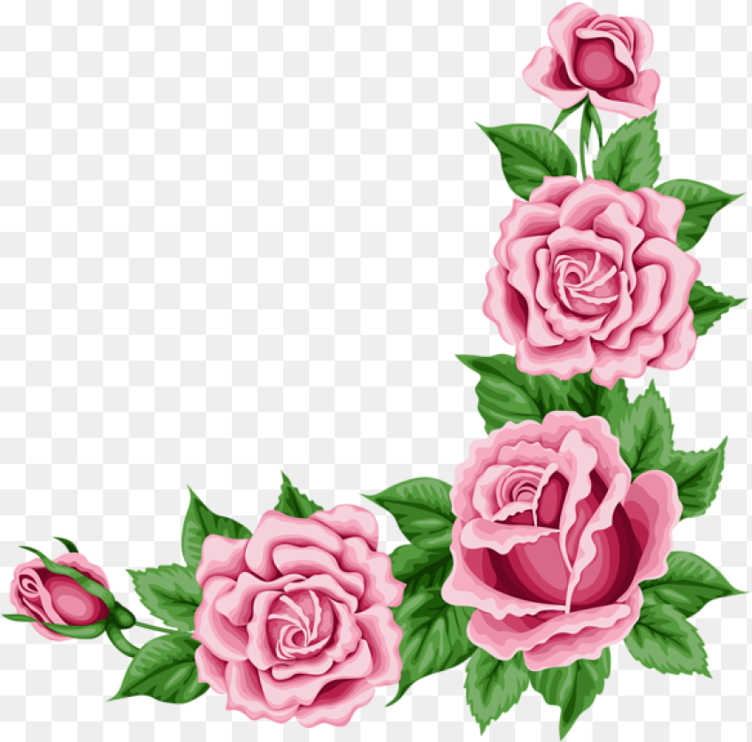 Romantic Pink Flower Border  Png  Pink
