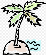 Vector Illustration of Deserted Island With Palm Tree