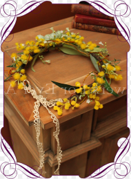 Silk Australian Native Wattle and Berry Flower Crown