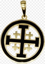 K Gold Jerusalem Cross Pendant With Black Enamel