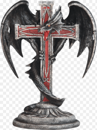 Dragon With Cross Gothic Candleholder Cross Png HD