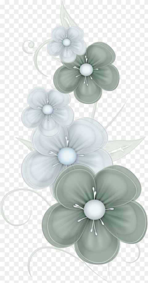 Green Flowers Png by Pvs by Pixievamp Stock