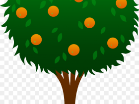 Cartoon Orange Tree Tree With Ten Apples Hd