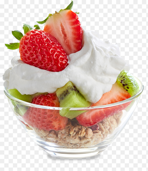 Glas Fruit Whip Strawberry Kiwi Frozen Yogurt Transparent