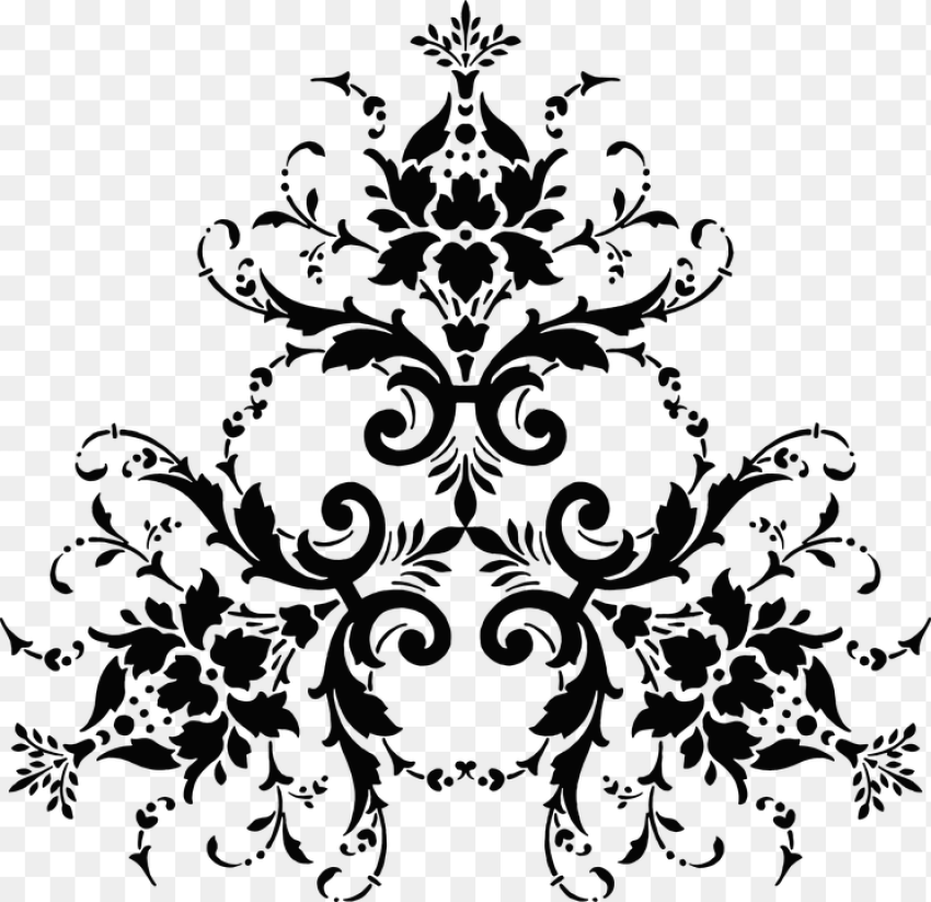 Damask Floral Flower Flourish Decorative Black White Damask Damask Floral Flower Flourish Decorative Black White Damask
