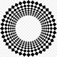 Checkered Frame Dotted Circle With Different Dotted Circles