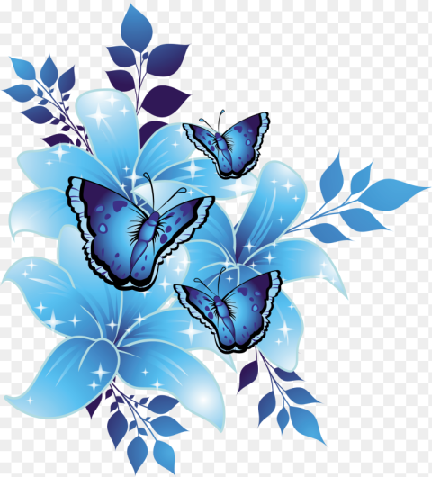 Blue Flower Border Png Png Download Flower Blue