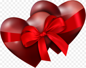 Two Heart With Ribbon Transparent Background  Hearts