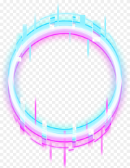 Circle Round Glitch Border Neon Error Geometric Neon