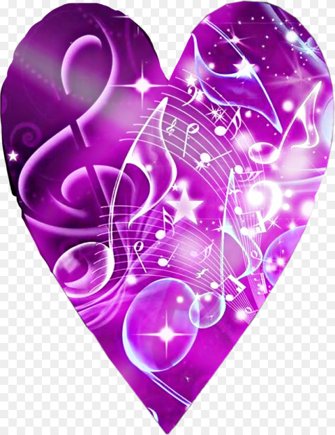 Purple Lensflare Heart Shapemask Music Notes Heart Hd