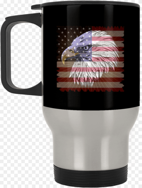 American Flag Eagle Silver Stainless Travel Mug Mug