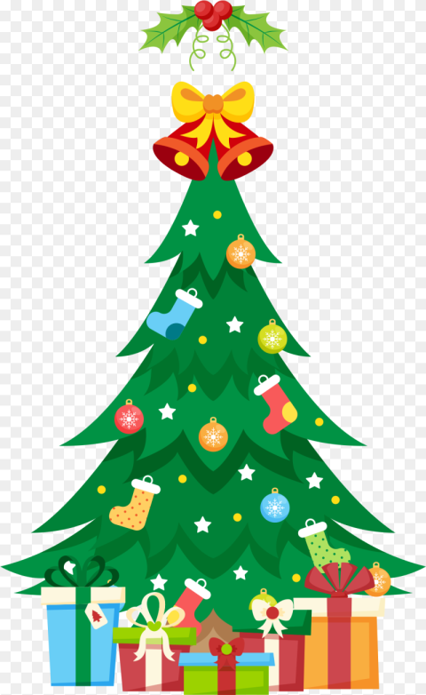 Traditional Christmas Tree With Gifts Clipart Png Image