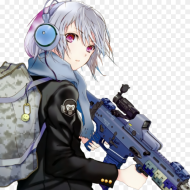 Anime Girl With Gun Png  Cute