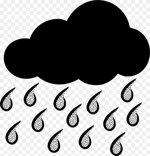 Clipart of Rainy Weather Black and White Hd