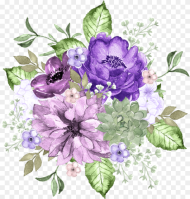 Watercolor Flowers Purple Blue Lavender Bunch Bundles Of