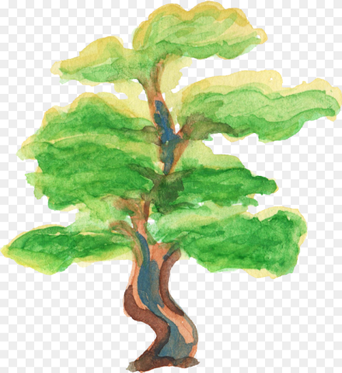 Watercolor Tree Oak Free Hd Png Download