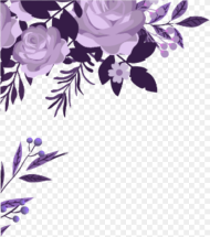 Corner Transparent Watercolor Floral Purple Flower Border Png