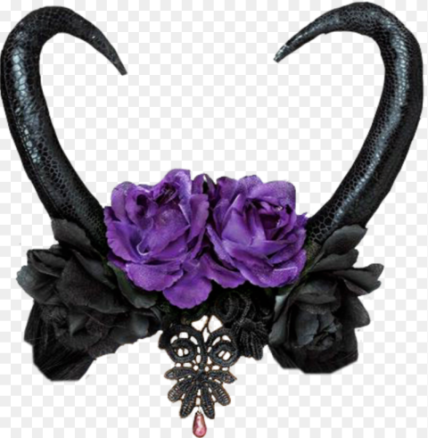 Horns Crown Flowers Purple Black Goth Gothic Black