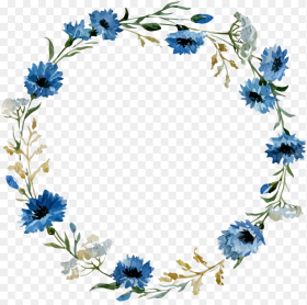 Round Flower Frame Blue Flower Frame Png