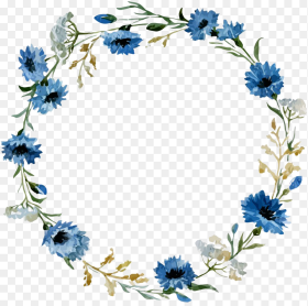 Round Flower Frame Blue Flower Frame Png Transparent