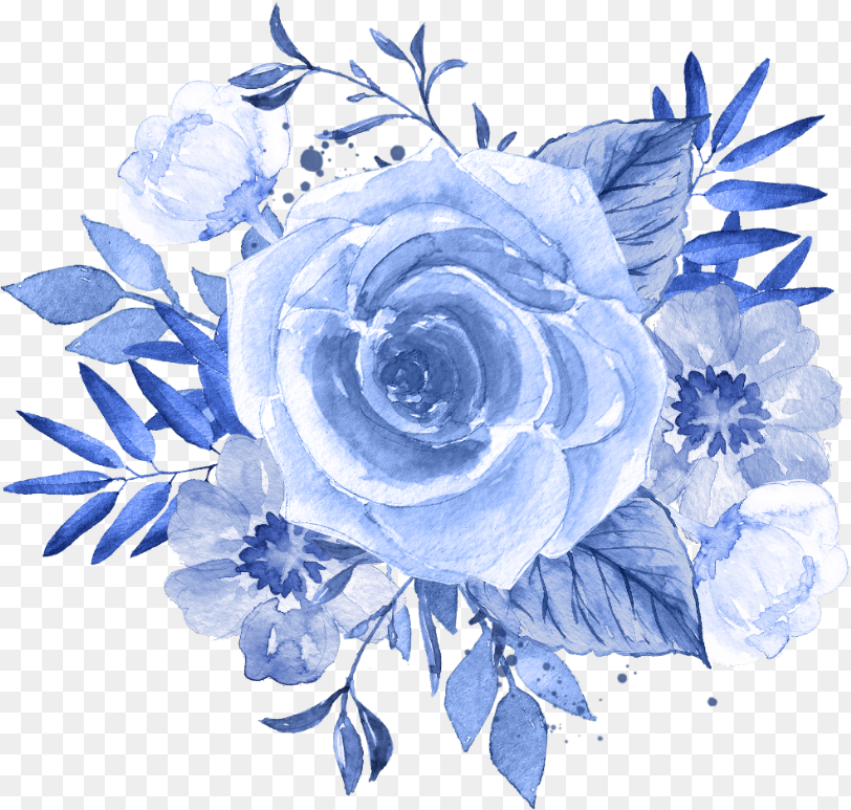 L Bloom Flower Blue Frame Border Flowers White
