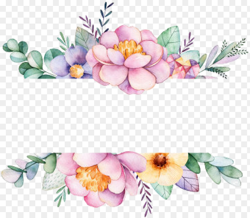 Free Png  Watercolor Flowers Frame Png Images