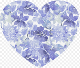 Blue Watercolor Flower Pattern Heart Shaped Mousepad Blue