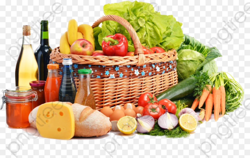 Basket of Fruits and Vegetables Png Food Supermarket