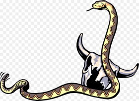 Vector Illustration of Reptile Rattle Snake With Cattle