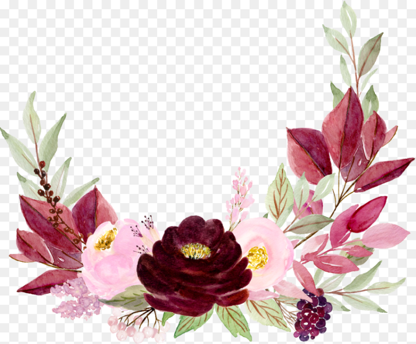 Freetoedit Ftestickers Clipart Decoration Watercolor Watercolor Maroon Flowers