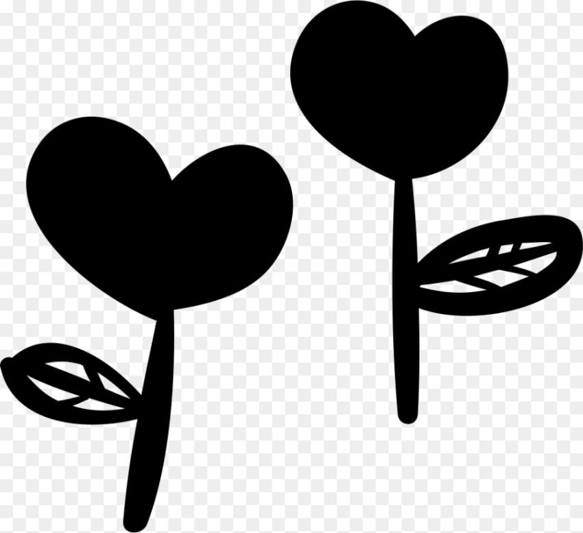 Two Heart Shaped Flowers Hearts and Flowers Svg