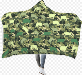 Gearhuman D Cute Cow Custom Hooded Blanket Military