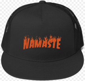 Black Trucker Cap With Namaste Thrasher Logo Baseball