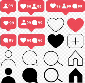 Icon Symbol Instagram Insta Blackwhite Color Heart