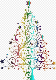 Starry Christmas Tree Prismatic No Background Clip Christmas