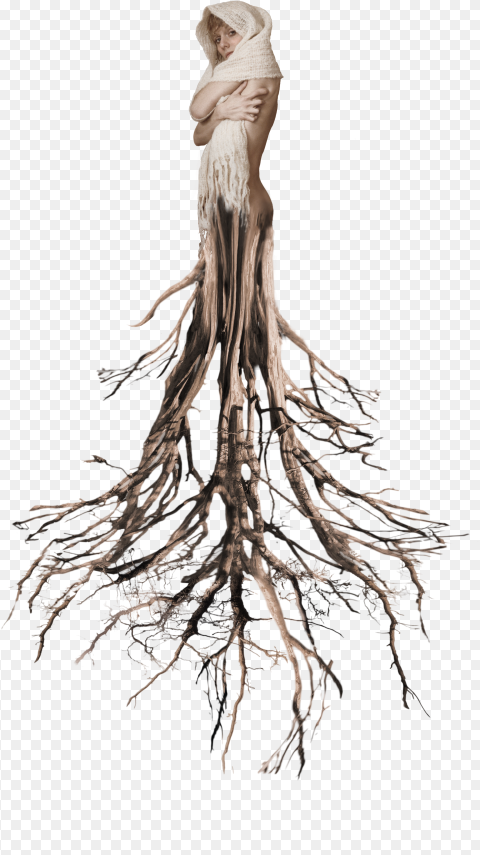 Tree Roots Surreal Woman Tumblr Ftestickers Hd Png