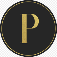 Black Circle Banner With Gold Letter P Circle