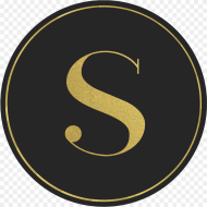 Black Circle Banner With Gold Letter S Circle