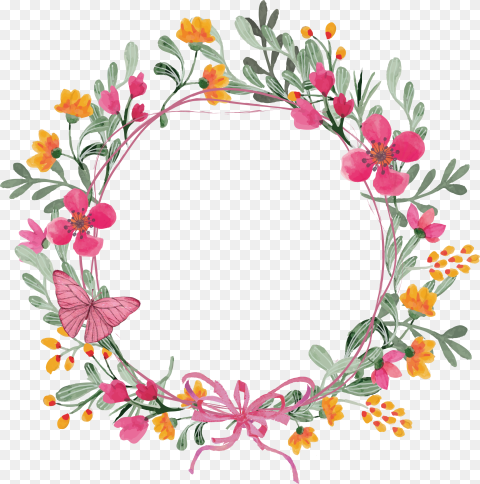 Clipart Flowers and Butterflies Png Flower Wreath