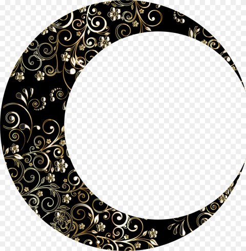 The Moon Png Gold Floral Crescent Moon Mark